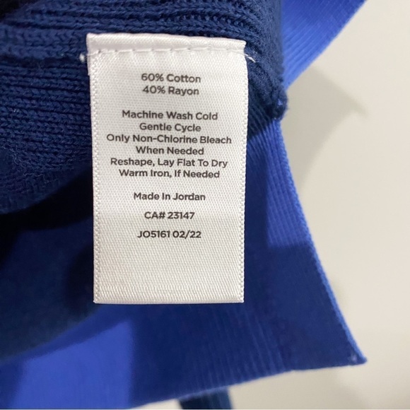 TALBOTS Girlfriend Cardigan Tipped Blue Pink Preppy Classic Size Small Petite - Picture 10 of 12